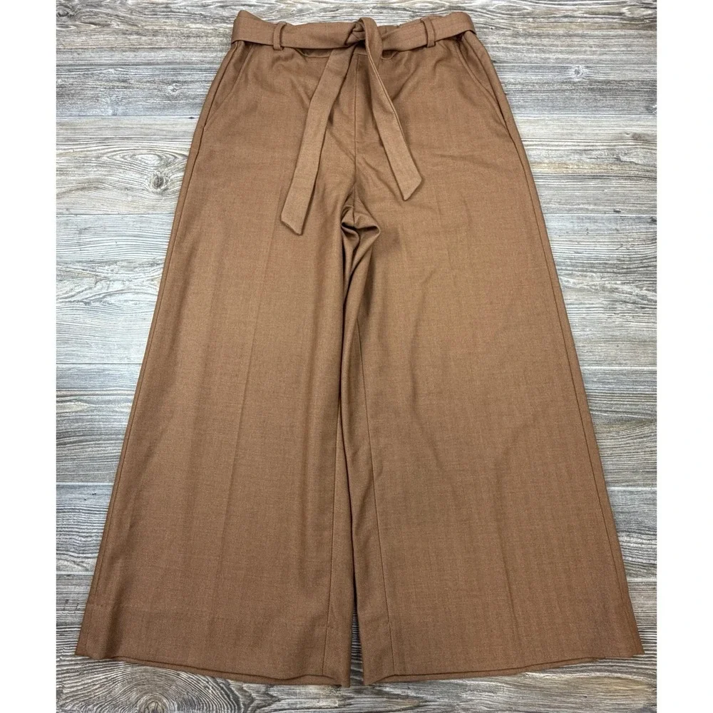 Banana Republic Rowan Brown Wide Leg Crop Pants Size 12 Officecore Careerwear